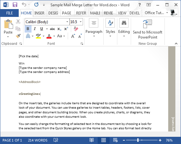 simple instructions for mail merge form letter in word for mac